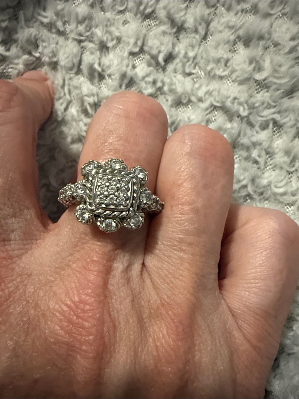 Judith Ripka Silver-Tone Cluster Ring with Clear Stones